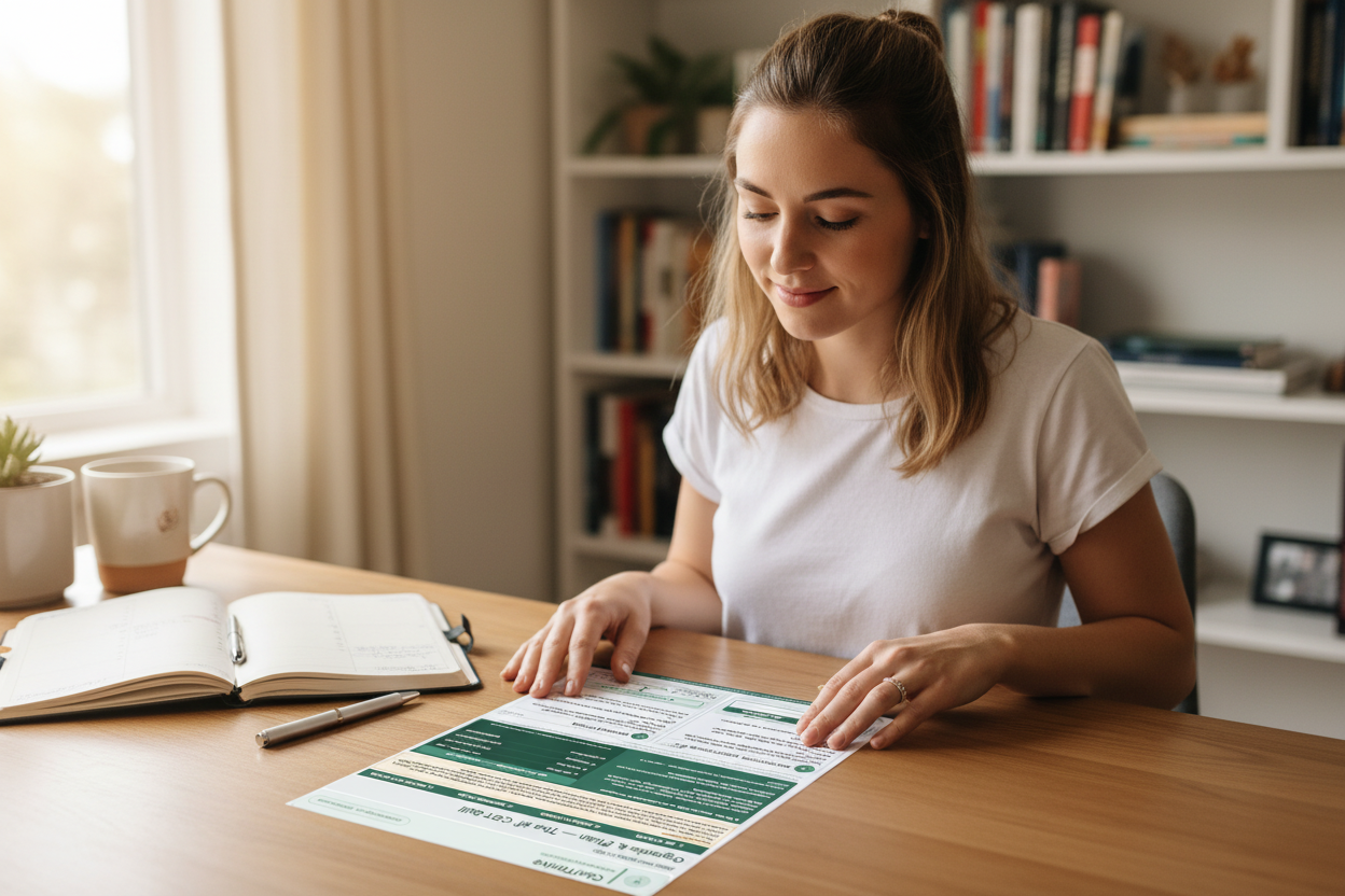 ADHD Coping Card - Woman Reading at Desk