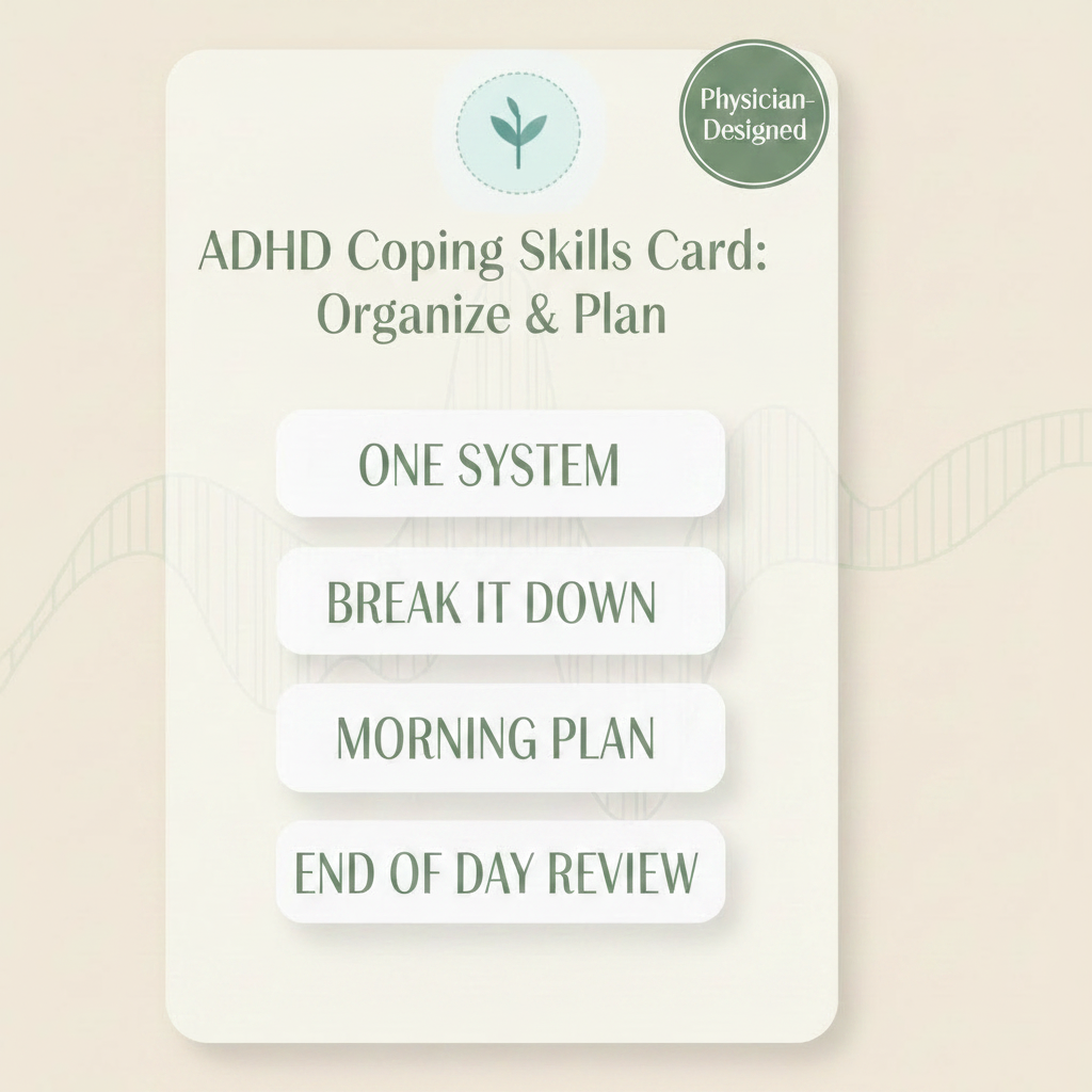 ADHD Coping Skills Card: Organize & Plan