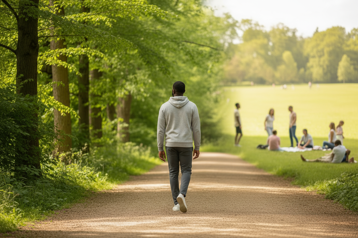 Behavioral Activation – Man Walking Away, Kids Playing in Distance