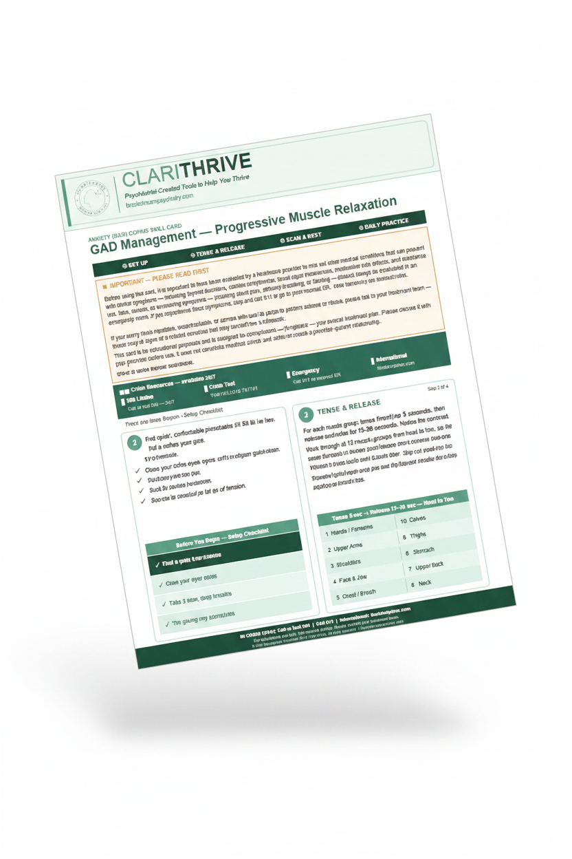 ClariThrive PMR Card – White Background Mockup, Blurred Text