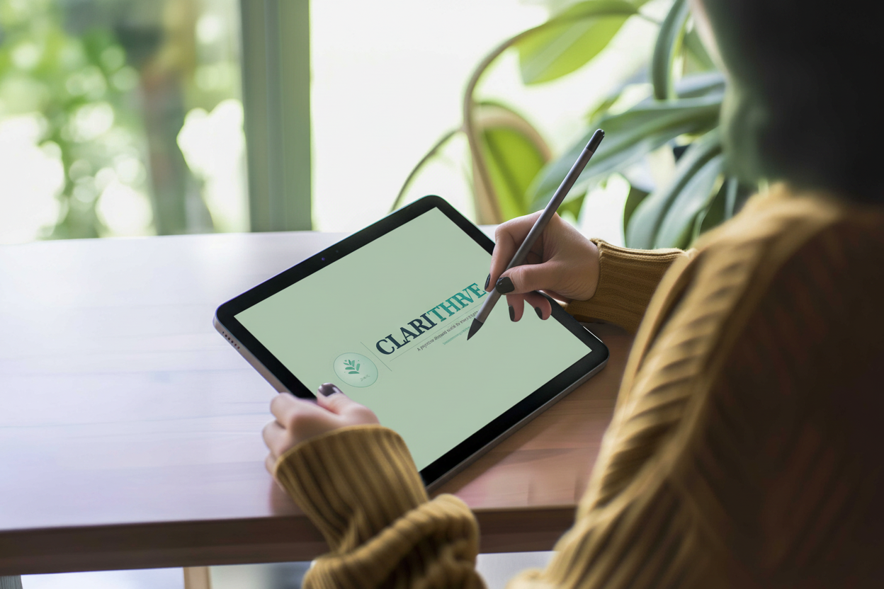 Hero — iPad with Clarithrive Logo